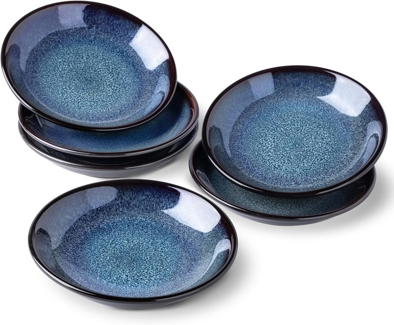 LERATIO Ceramic Soy Sauce Dishes of 6, Reactive Glaze Dipping Sauce Cups/Bowls/Dishes for Kitchen, 3oz Ceramic Small Bowls for Side Dishes, Snacks,and Sushi,Condiment,Dishwasher Safe -Blue - Image 1